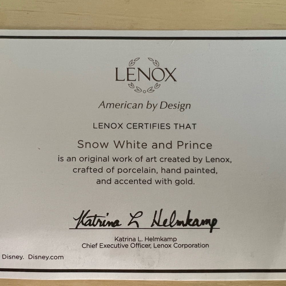 Lenox Disney Snow White and Prince Waltzing Figurine 6"H #878334 New In Box COA - Picture 8 of 8